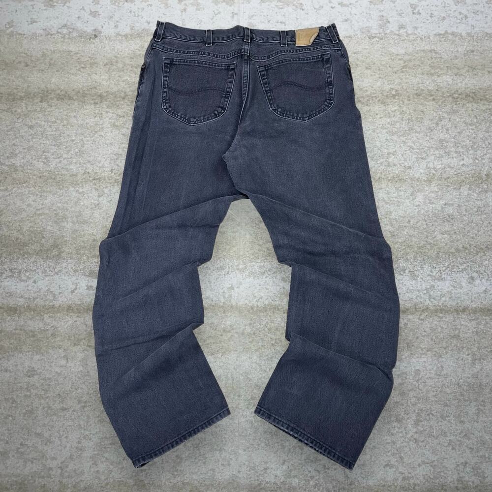 Vintage 90s Lee MR Jeans 38x32 Relaxed Fit Smoke Black Wash Denim